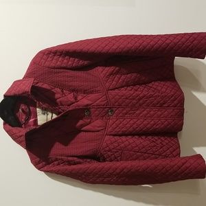 Burberry Wine Red Flared Quilted Jacket